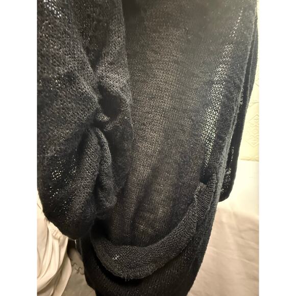 Vanity Large Black sweater open front lightweight Made USA 50% rayon polyester - Picture 3 of 9